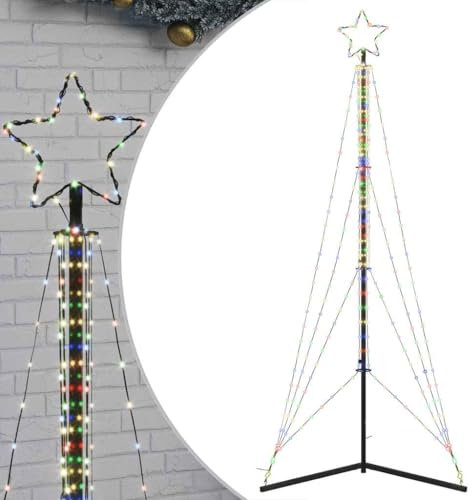 vidaXL LED Weihnachtsbaum, Beleuchtet Tannenbaum 8 Lichteffekte, Christbaum Lichterbaum Innen Außen, Weihnachtsdeko Weihnachtsbeleuchtung, 483 LEDs Mehrfarbig 240cm