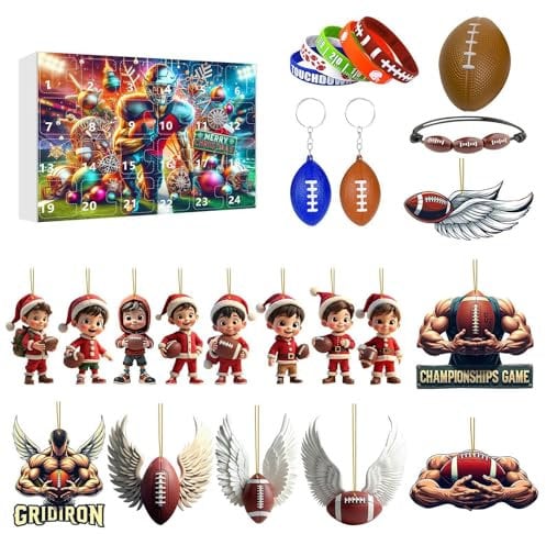 American Football Adventskalender 2024, Rugby Adventskalender 2024, 24 Tage Weihnachtskalender Kalender Xmas Geschenke Geschenke für Kinder Jungen (A)