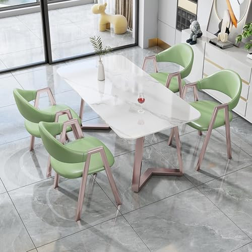 Juego de mesa de comedor rectangular moderna con 4 sillas tapizadas, muebles de cocina y comedor de lujo para salas de recepción, mesa de tablero de roca, ideal para espacios pequeños.