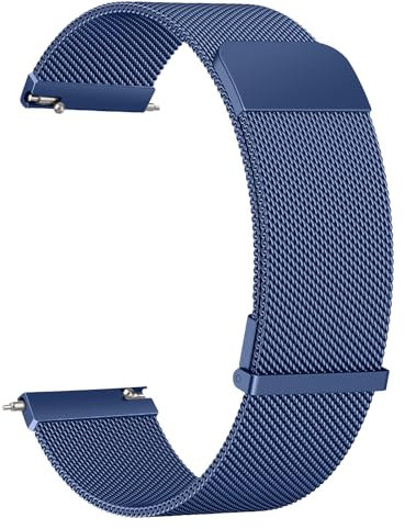 AK Bracelet de Montre 20mm 22mm pour Montre connectée, Smartwatch universelle Métal Acier Maille Bracelets de rechange de à libération Rapide pour Homme Femme (Bleu, 20mm)