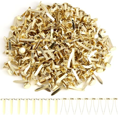300 Pcs Split Pins Craft, 8x19mm Paper Fasteners Split Pins, Gold Round Head Metal Paper Fasteners, Mini Brads for Crafting for Scrapbooks, Office, Household Supplies