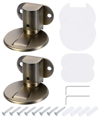 sourcing map 2Pcs Magnetic Door Stopper, Silent Magnetic Floor Door Stop, Adjustable Floor Door Catch with Adhesive Tape and Screws Shock Absorbing for Bedroom Office Bathroom, Bronze