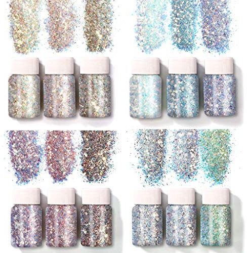 12 Colors Sequins Flakes for Face Body Eye Hair Decoration