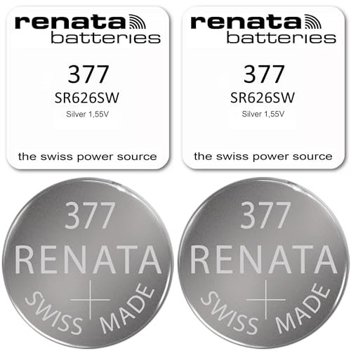 Pile Montre SR626SW (377) - Lot de 2 Piles pour Montre - Pile Bouton SR626SW - Made in Suisse - Compatible Toutes Marques et Tout Type de Montres