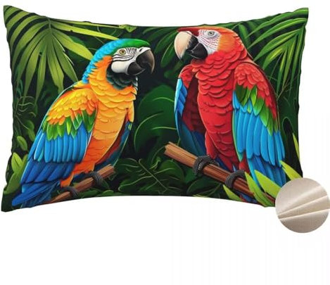 2er Set Kissenbezug 30x50 cm Vogel Blume, Kissenhülle Sofakissen Leinen Dekokissen Papagei Dekorative Kissenbezüge, Sofakissenbezüge Deko Kissenhüllen für Sofa Schlafzimmer Wohnzimmer Balkon -YM19