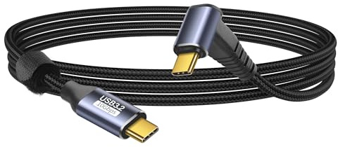 YACSEJAO Câble USB C vers USB C à 90 degrés 10Gbps USB Type-C 3.1 Gen2 mâle vers mâle Transfert de données 4K@60Hz Câble vidéo supportant la charge rapide 100W (1M/3,3FT)