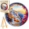 PASJO Holzpuzzle für Erwachsene 3D Puzzle Santorini-Motiv 300 Einzelteile Holzbox und Mini-Staffelei Wooden Puzzle