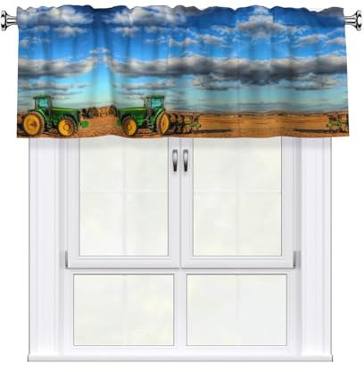 MDATT Fantasy Farm Traktor kurze Vorhänge für Camper, kleine Vorhang-Etagen, für Küche, Fensterabdeckung für Café