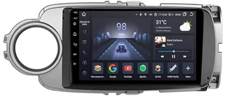 9 Pulgadas HD Pantalla Táctil Android 14 Radio De Coche 2 DIN para Toyota Yaris 2012 2013 2014-2017 con GPS Navegación WiFi Control En El Volante AHD Cámara Trasera Bluetooth Carplay(Y200 4+64G)