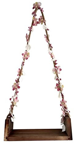 sporful Altalena in legno per neonati, accessori per fotografia, con corde a fiore, altalena sospesa per servizi fotografici per bambini, caffè
