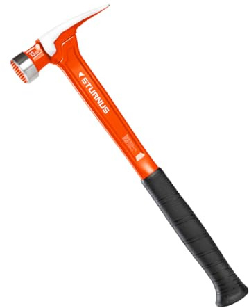 Sturnus Orange 13oz Velocity Rip Claw Hammer – 13oz, Lightweight Aluminum & Ergonomic, Pro-Grade with Anti-Vibration Grip (Milled Face, Long Handle)