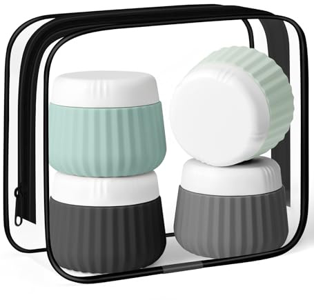 Yiorxu Travel Pots Set for Cream Containers Toiletries,4 pcs Silicone Travel Jars for Toiletries,30 ml TSA Approved Refillable with Clear Bag,Leakproof Essentials Small Plastic Containers