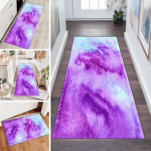 LUMIPAP Tappeto a passatoia per cucina e corridoio, antiscivolo, lavabile, per corridoio, lavanderia, 60 x 100 cm, colore lilla