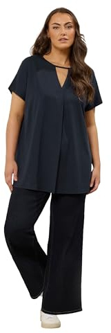 EVANS Curve Blue Keyhole Front Pleat Modal Top - Women's - Plus Size Curve