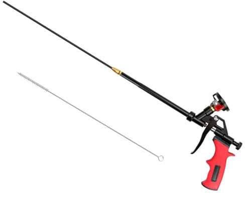 AROMUJOY Pistola de espuma de poliuretano, 1 unidad, pistola de espuma de construcción, 63cm, pistola de pulverización avanzada de metal, pistola dosificadora profesional con interruptor para sellar