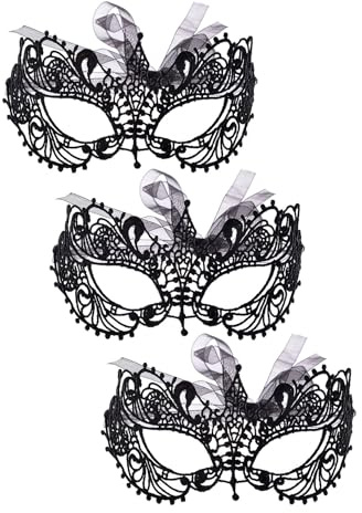 YEAMLTE Masken für Maskenball, 3 PCS Spitzenmaske Damen Gesicht, Maske Spitze, Damen Spitze Maske, Venezianische Maskes, Geeignet für Damenkarnevals und Maskenbälle