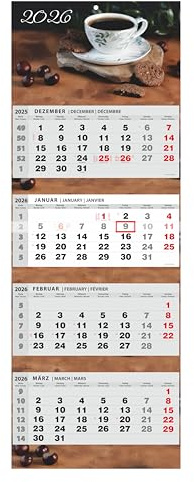 JAROGRAF Calendrier de bureau combiné 4 mois 2026 Grand calendrier mural (café)