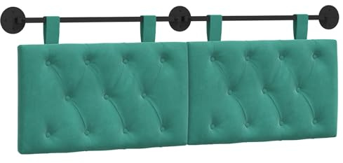 vidaXL Hängendes Kopfteil Türkis Samt, Schlafzimmer, modernes Wand-Kopfteil, rechteckig mit Samtbezug, gesteppt, Holzwerkstoff, platzsparende Dekoration