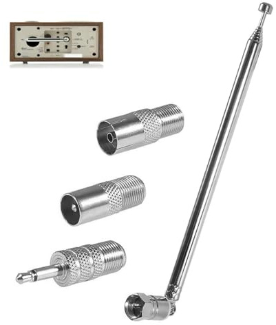 DAB Aerial FM Radio Aerial 15-75cm 75Ohm Telescopic 3 Adapters 4 Pcs Horyue | Improve Clear Audio Radio Signal Easily Without Static Using 15-75cm FM Aerial for HiFi Stereo Receiver 3 Adapters Set 4 Pcs
