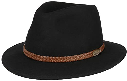 LIERYS Traveller Filzhut Herren - Hut aus Filz Made in Italy - Wasserabweisend und knautschbar - Herrenhut Herbst/Winter schwarz 60 cm