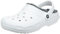 Crocs Classic Lined Clog – Unisex Clogs für Erwachsene – Mit flauschigem Innenfutter – Im Slip-On-Stil – Weiß/Grau – Größe 46-47