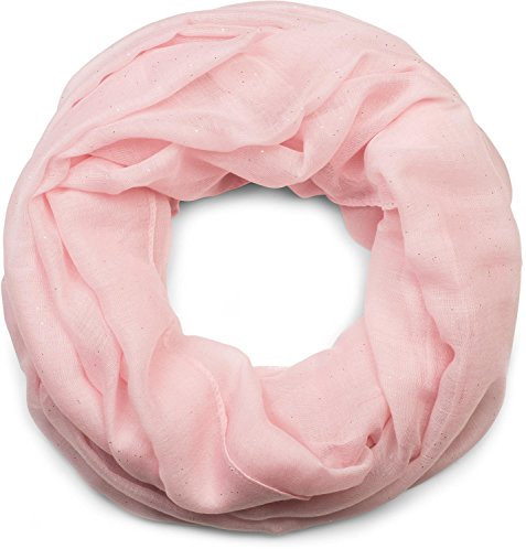styleBREAKER écharpe tubulaire élégante et étincelante, unicolore, femmes 01018090, couleur:Rose-