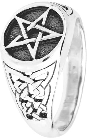 etNox hard and heavy Pentagram Unisex Ring silberfarben XS Edelstahl Geschenke, Gothic