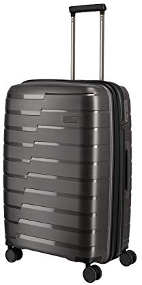 travelite 4-Rad Koffer M mit Dehnfalte + TSA Schloss, Gepäck Serie AIR BASE: Funktionaler Hartschalen Trolley im coolen Look, 075348-04, 67 cm, 71 Liter (erweiterbar auf 82 Liter), anthrazit (grau)