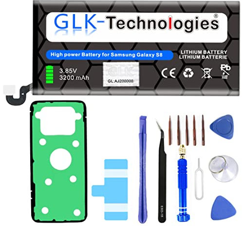 High Power Ersatzakku kompatibel mit Samsung Galaxy S8 SM-G950F EB-BG950BBE | Original GLK-Technologies Battery | Accu | 3200 mAh | inklusive Werkzeugset