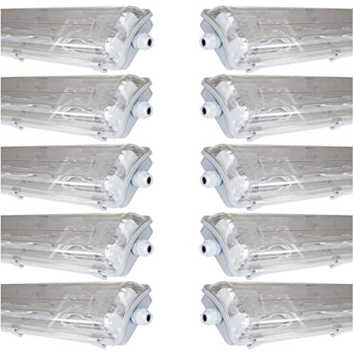 pureled SET 10x LED Feuchtraumleuchte Wannenleuchte Keller Werkstatt IP65 20x T8 LED 120cm 18W 6000K G13 Bürolampe (10x kaltweiß)