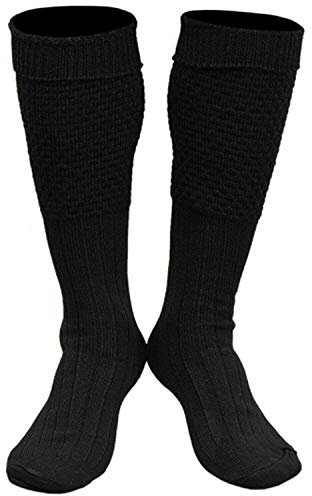 Boolavard 1 Paar Trachten Socken, Socken für Damen und Herren in Braun, Grün, Schwarz, Grau, Weiß- Gr. 35-47 (S : 38-39, Schwarz)