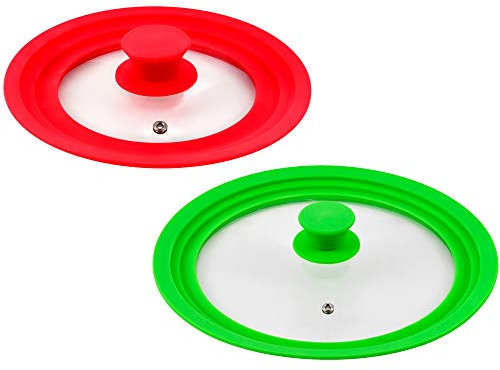 San Ignacio PK1912 Pack 2 tapas universales de vidrio en color rojo y verde, Cristal