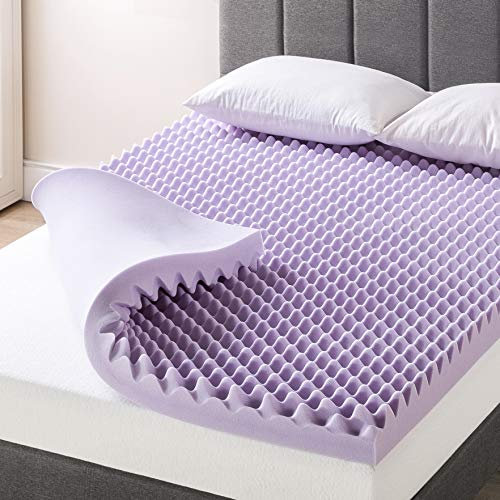 4 Inch Egg Crate Memory Foam Mattress Topper with Lavender Infusion, Twin