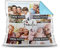 PR Print Royal Kissen mit Füllung - Fotocollage selbst gestalten mit Spruch - Familie - mit Vier eigenen Fotos - Geschenkidee Fotokissen - Farbkissen Rückseite Hellblau