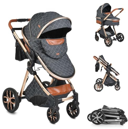 Moni Kinderwagen Alma Sportsitz Tragetasche umbaubar Wickeltasche Sitz umkehrbar schwarz