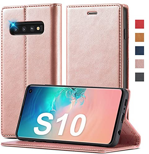 2022 Upgraded Handyhülle für Samsung Galaxy S10 Hülle Leder [Standfunktion] [Kartenfach] Klapphülle Flip Case Magnetisch Klapphülle Wallet Lederhülle Cover Klappbar Schutzhülle für Samsung S10 Hülle