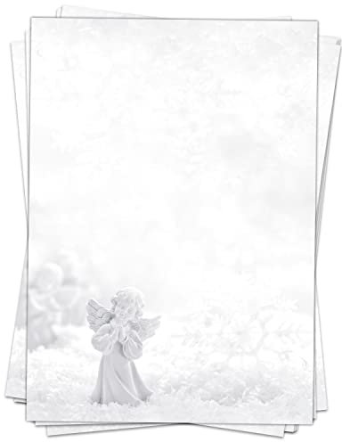50 Blatt Weihnachtspapier (A4) | Engel | Weihnachtsbriefpapier Motivpapier | edles Briefpapier Weihnachten | beidseitig weihnachtlich bedruckt