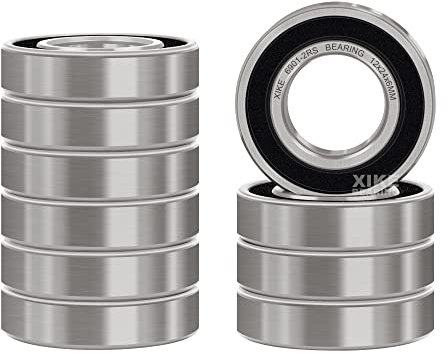 XiKe 6901-2RS Kugellager 12x24x6mm Chromstahl und Vorgeschmiert, 6901RS Rillenkugellager mit Gummi Doppeldichtung, 10er-Packung