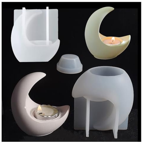 2 Moon Candle Moulds - Kerzenhalter Harz Silikonform, Heimdekorationen, Tischdekorationen.