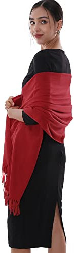 RIIQIICHY Schal Damen Stola Fur abendkleid Pashmina Winter Rot Schals tücher für Frauen Warme Schal
