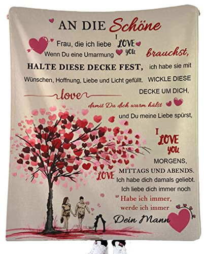 ZQYMM Hochzeitstag Geschenke für Frauen, Flauschige Decke An Meine Frau, Jahrestag Hochzeitstag Geburtstag Geschenke Liebesgeschenke für Sie, extra weich Wohndecke Flanell Kuscheldecke