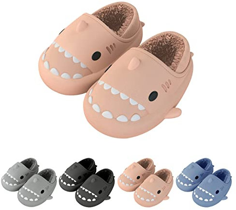 Hoomall Chaussons De Requin Adulte Autonme Hiver Femme Homme Chaussures Peluche Chaud Pantoufles Forrure d'intérieur Maison Shark Cloud Claquettes Slippers Antidérapante(Rose,38/39 EU)