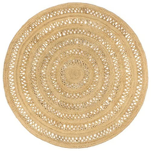 vidaXL Teppich Handgefertigt Geflochten Jute Wohnzimmerteppich Juteteppich Handwebteppich Bodenmatte Schlafzimmer Wohnzimmer Flur 180cm