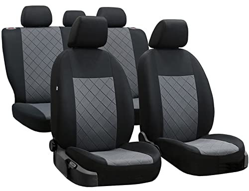 moto-MOLTICO Autositzbezüge 2+3 - Universal Auto Sitzauflagen Set - Dreilagig Auto Sitzbezüge mit Reißverschluss - Dauerhafter Sitzbezug Auto Vordersitze und Rücksitze - Schwarz