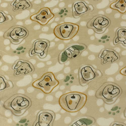 Stoff Meterware Kinderstoff Fleece - 1 Meter, Sehr Weich, Jungen, Mädchen, Kinder, Baby, Decken, Plaids, Kinder, Bekleidung, Kissen, Deko (Hunde)