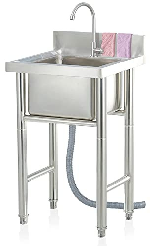 Natliedop Catering Fregadero Cocina Acero Inoxidable Fregadero Multifuncional Tanque de Lavandería, Lavabo Público Grande en Tienda Escolar, Fácil de Usar y Limpiar