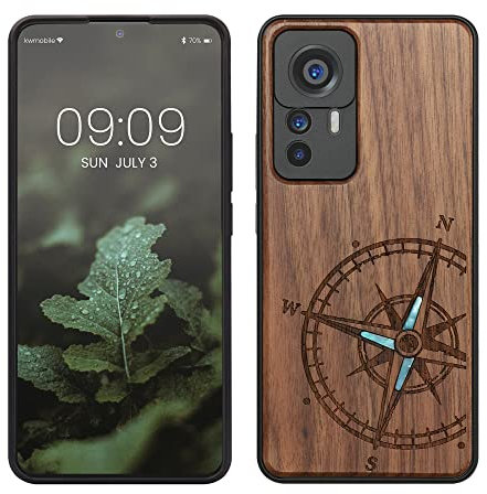 kwmobile Housse Compatible avec Xiaomi 12T / 12T Pro Coque - Étui de Protection Rigide Antichoc avec Cadre en TPU - Brun foncé