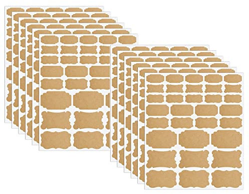 320 Stück Etiketten Selbstklebend Klebeetiketten für Gläser Gewürzetiketten Kraftpapier Aufkleber für Flasche, Dosen, Marmelade, Geschenkdekoration Geschenkaufkleber (10 Blätter)