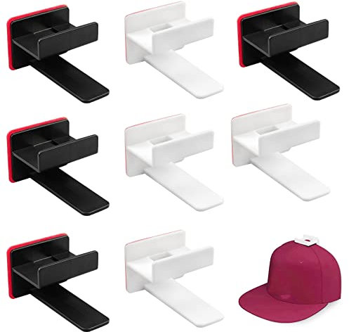 milaosk 8 Pack Self Adhesive Hat Hooks,Hat Storage Hooks for Wall Baseball Cap Storage Holder Hat Storage Rack for Door, Closet, Office, Bedroom (White, Black)