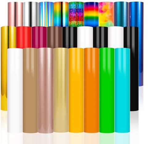 VINYL FROG PU HTV Vinyl Bundle Rainbow Heat Transfer Vinyl 26 Pack 12''x10'' Matellic Iron on Vinyl Sheets for T-Shirts Logo Hat Fabric